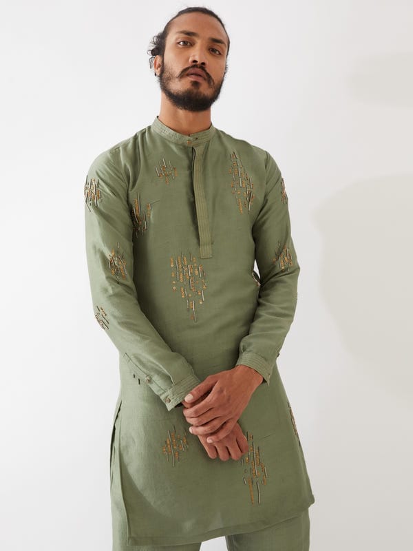SON OF A NOBLE - SNOB — HAYES SILK KURTA SET - GREEN