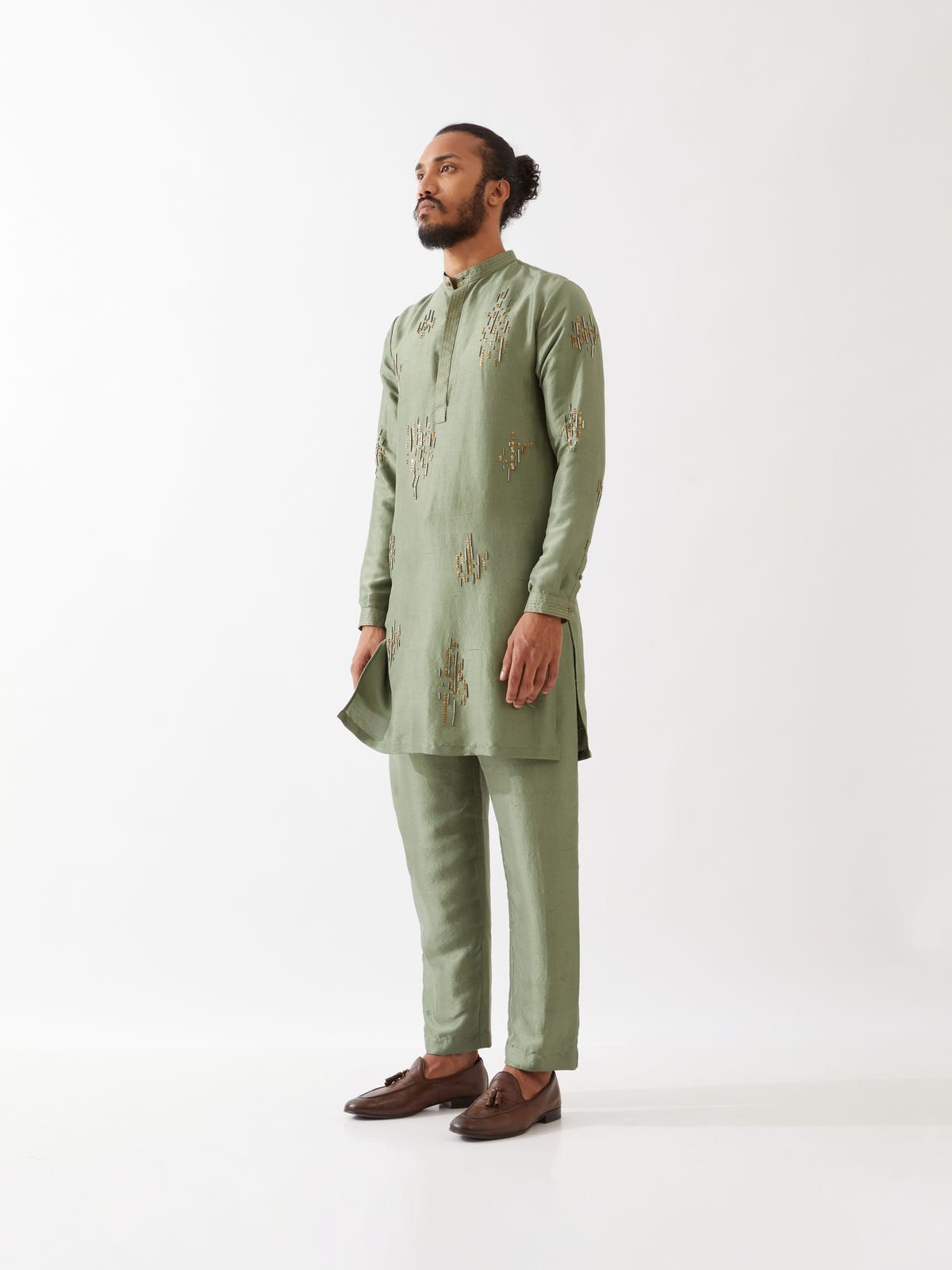 HAYES SILK KURTA SET - GREEN - image 3