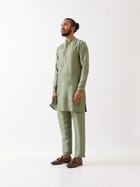 HAYES SILK KURTA SET - GREEN view 3