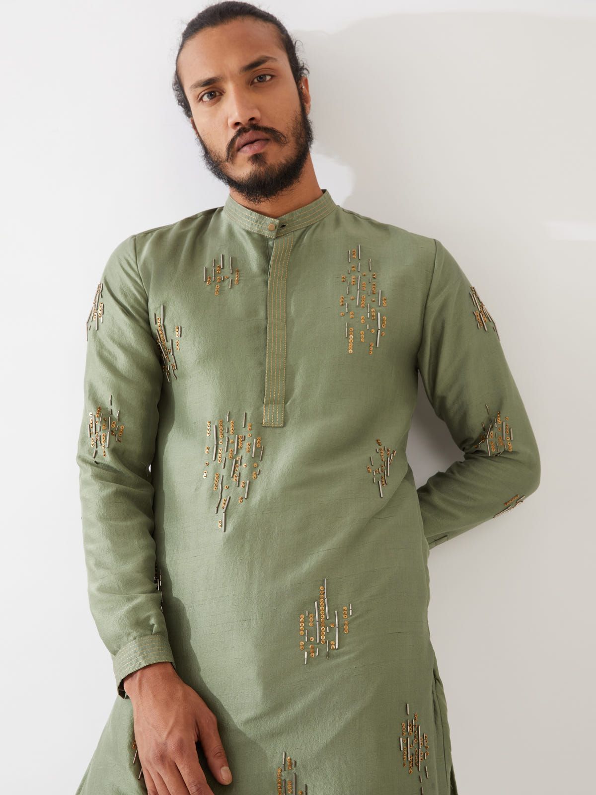 HAYES SILK KURTA SET - GREEN - image 4