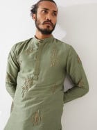 HAYES SILK KURTA SET - GREEN view 5