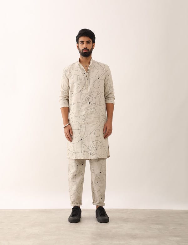 SON OF A NOBLE - SNOB — RISHI COSMOS KURTA - IVORY