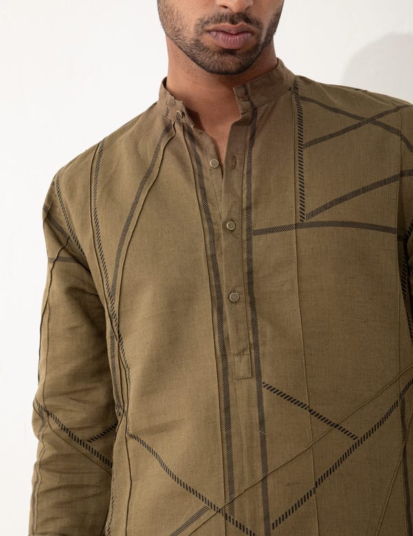 SON OF A NOBLE - SNOB — ED PIPELINE KURTA - BROWN