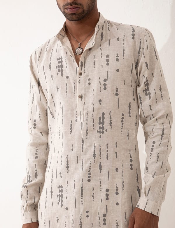 SON OF A NOBLE - SNOB — ZANDER BLOT KURTA - IVORY