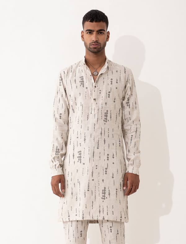 SON OF A NOBLE - SNOB — ZANDER BLOT KURTA - IVORY