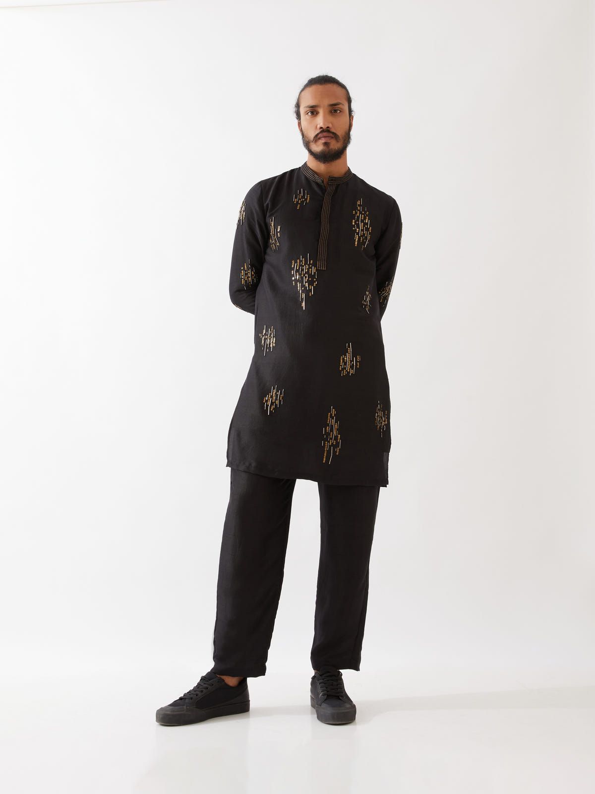 HAYES SILK KURTA SET - BLACK - image 1