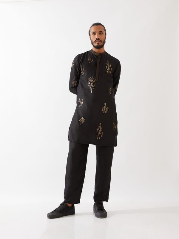 SON OF A NOBLE - SNOB — HAYES SILK KURTA SET - BLACK