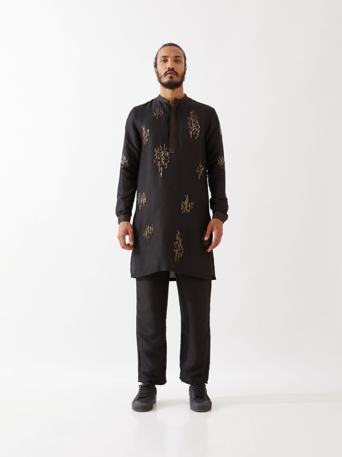 HAYES SILK KURTA SET - BLACK - image 3