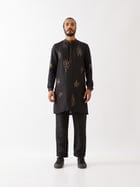 HAYES SILK KURTA SET - BLACK view 3