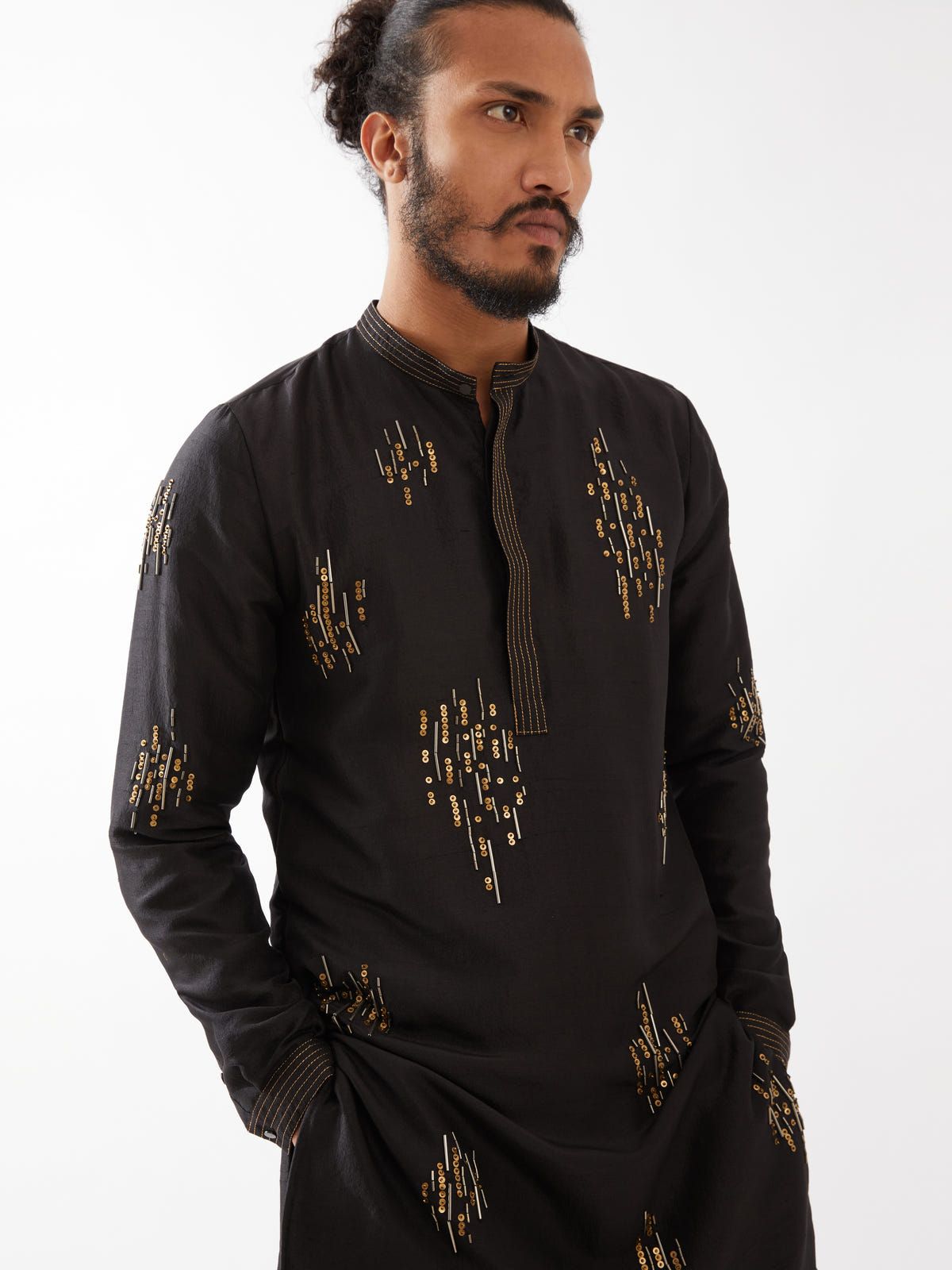 HAYES SILK KURTA SET - BLACK - image 7