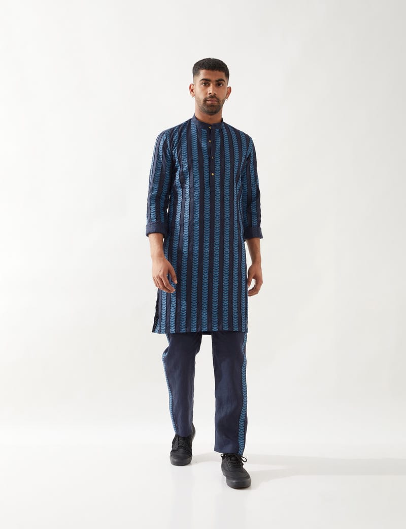 BLAKE CATKIN KURTA - NAVY