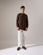 Corey Dots and Shibori Kurta Set - Bark view 1