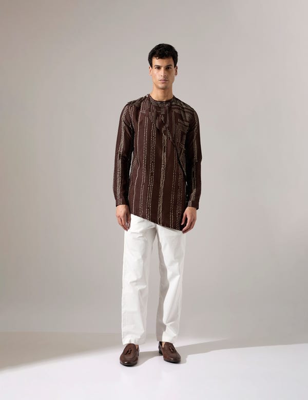 SON OF A NOBLE - SNOB — Corey Dots and Shibori Kurta Set - Bark