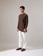 Corey Dots and Shibori Kurta Set - Bark view 3
