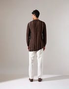 Corey Dots and Shibori Kurta Set - Bark view 4