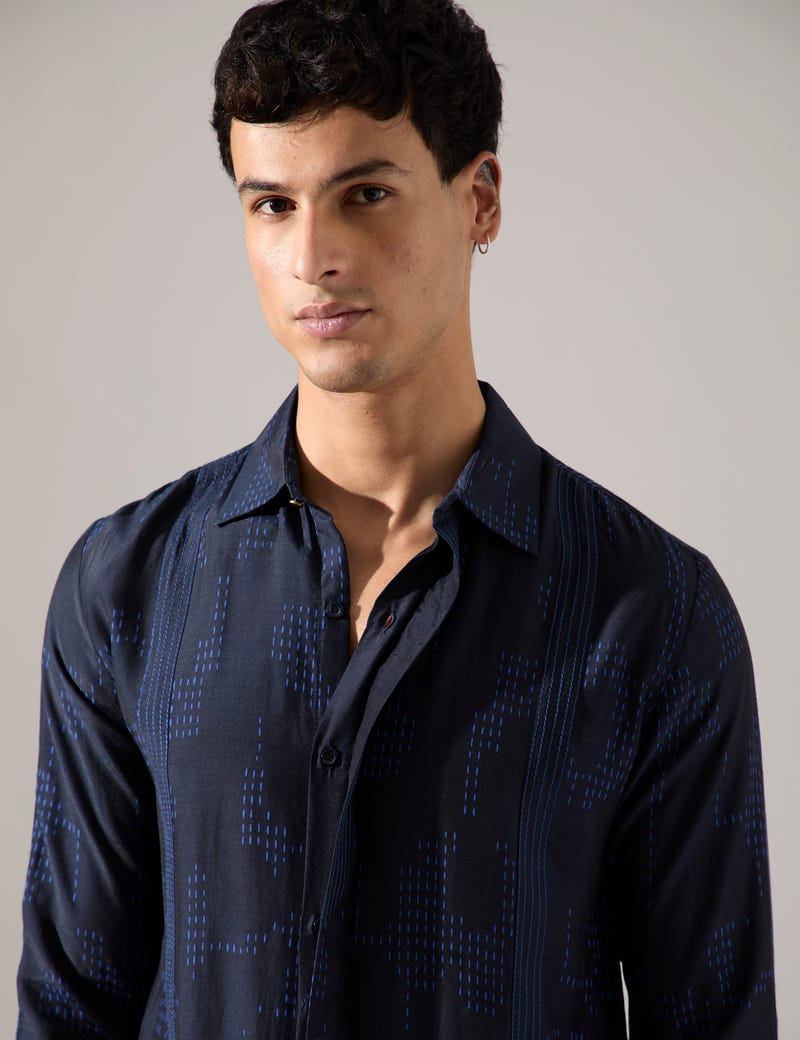 Bryce Dash Kurta Set - Navy