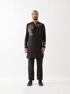 BRODY SILK KURTA SET - BLACK view 1