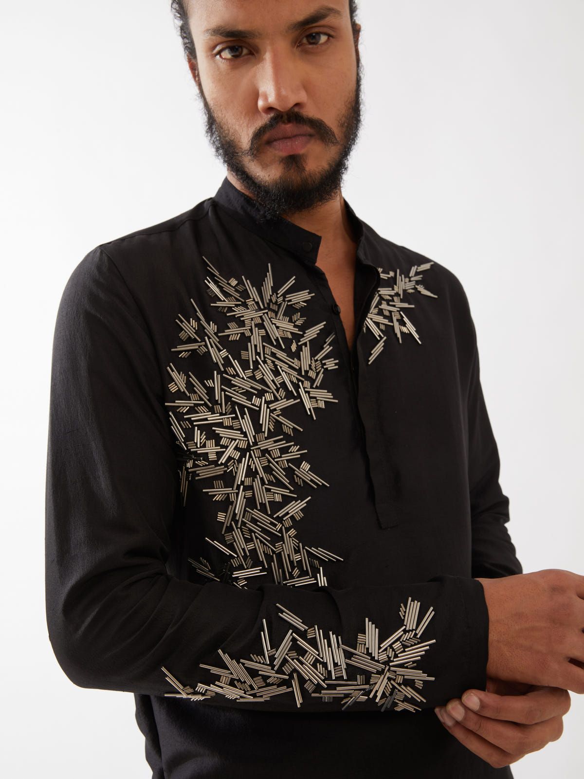 BRODY SILK KURTA SET - BLACK - image 2