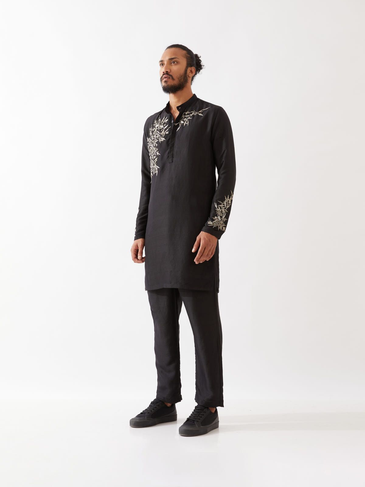 BRODY SILK KURTA SET - BLACK - image 3