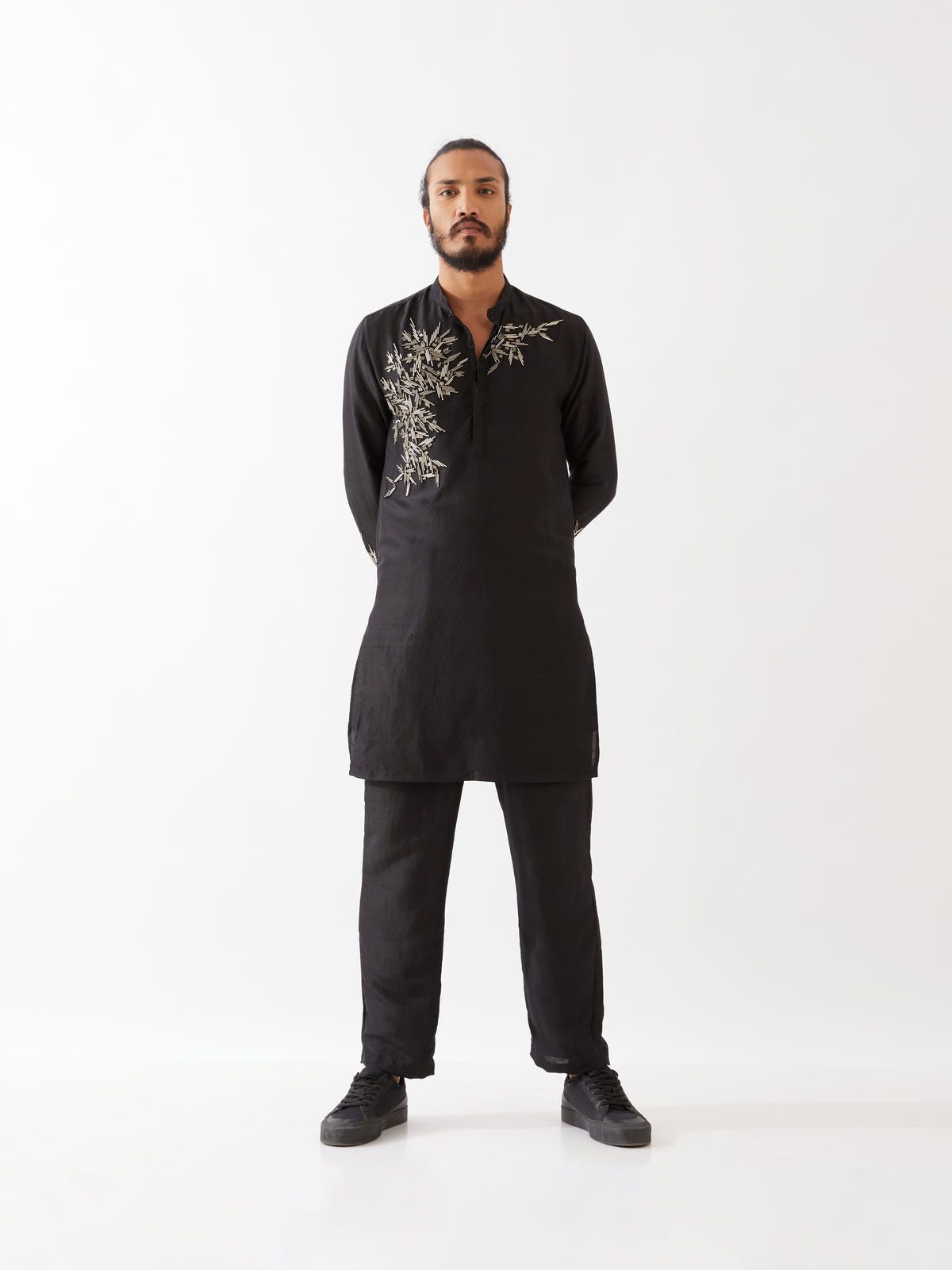 BRODY SILK KURTA SET - BLACK - image 4