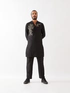 BRODY SILK KURTA SET - BLACK view 4