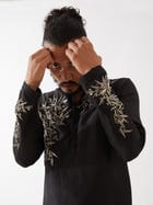 BRODY SILK KURTA SET - BLACK view 6