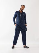 ERIC SILK KURTA SET - NAVY view 1