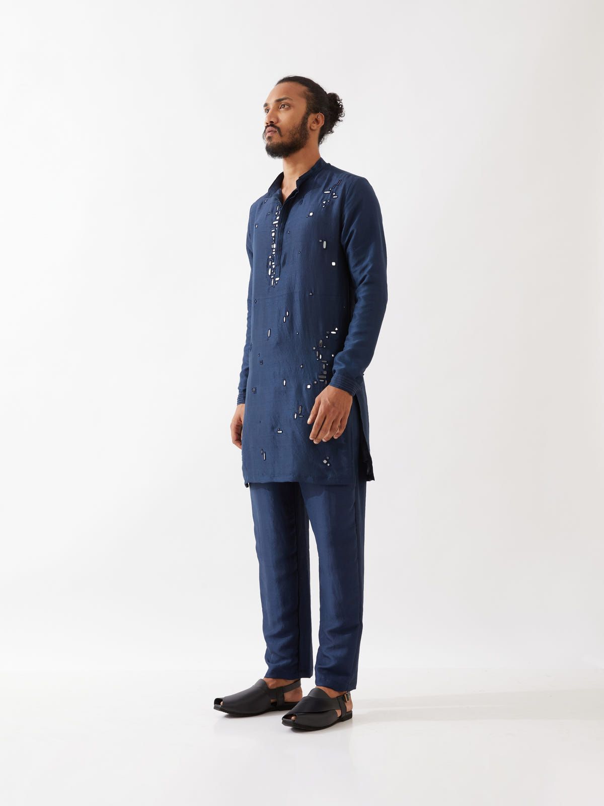 ERIC SILK KURTA SET - NAVY - image 3