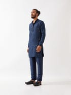 ERIC SILK KURTA SET - NAVY view 3