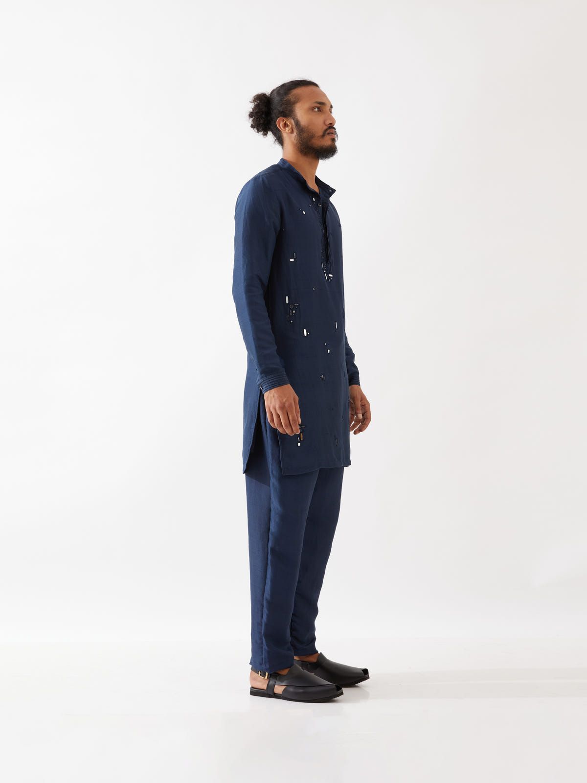 ERIC SILK KURTA SET - NAVY - image 4