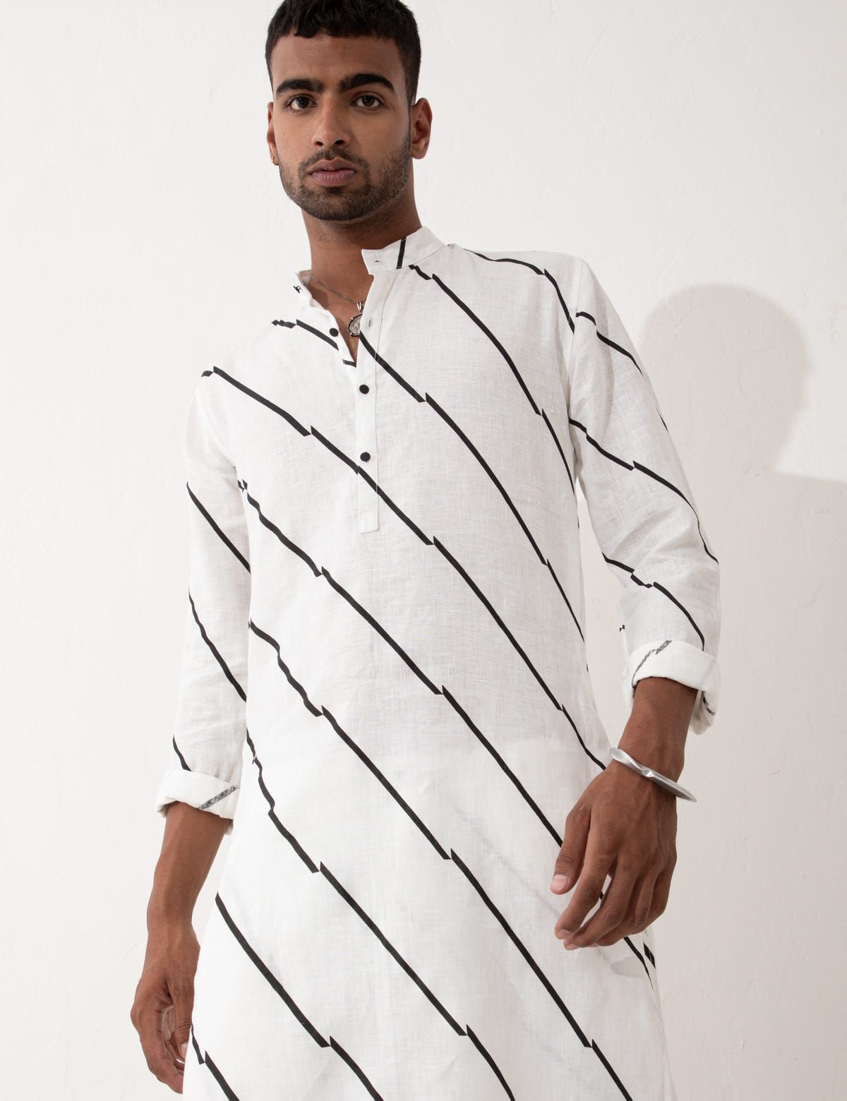 ZANDER BIAS KURTA - WHITE - image 1