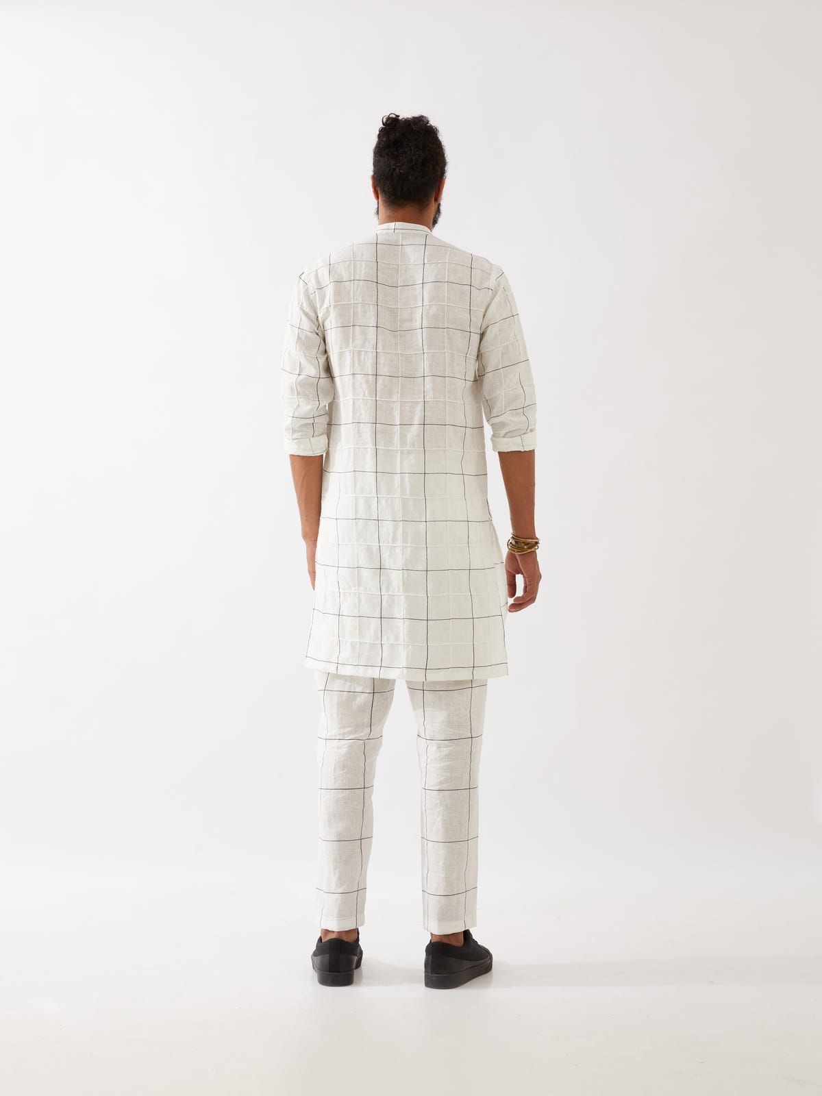 JENSON WINDOW CHECK KURTA SET - WHITE - image 5