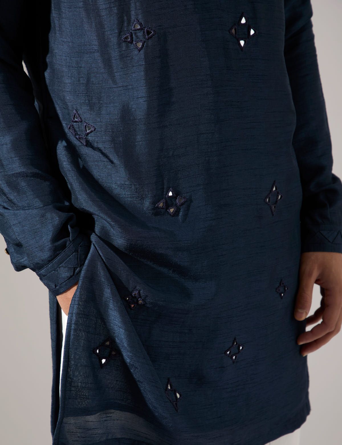 Steven Hand Embroidered Kurta Set - Navy - image 6