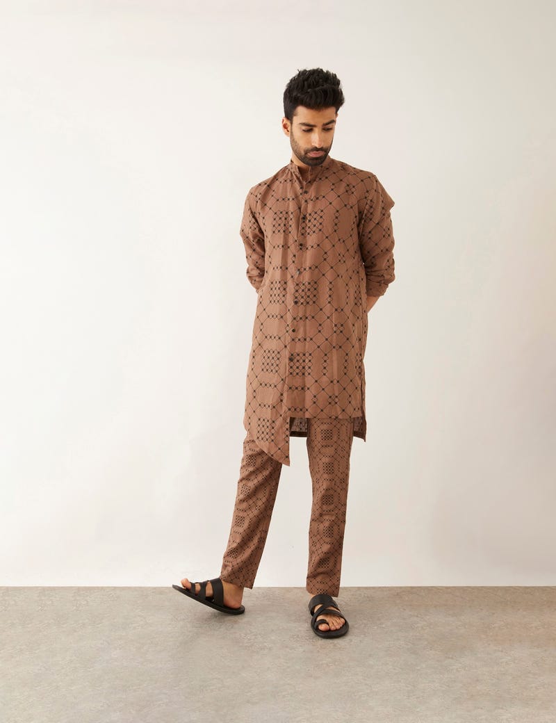 SIMO BALANCE KURTA SET - BROWN