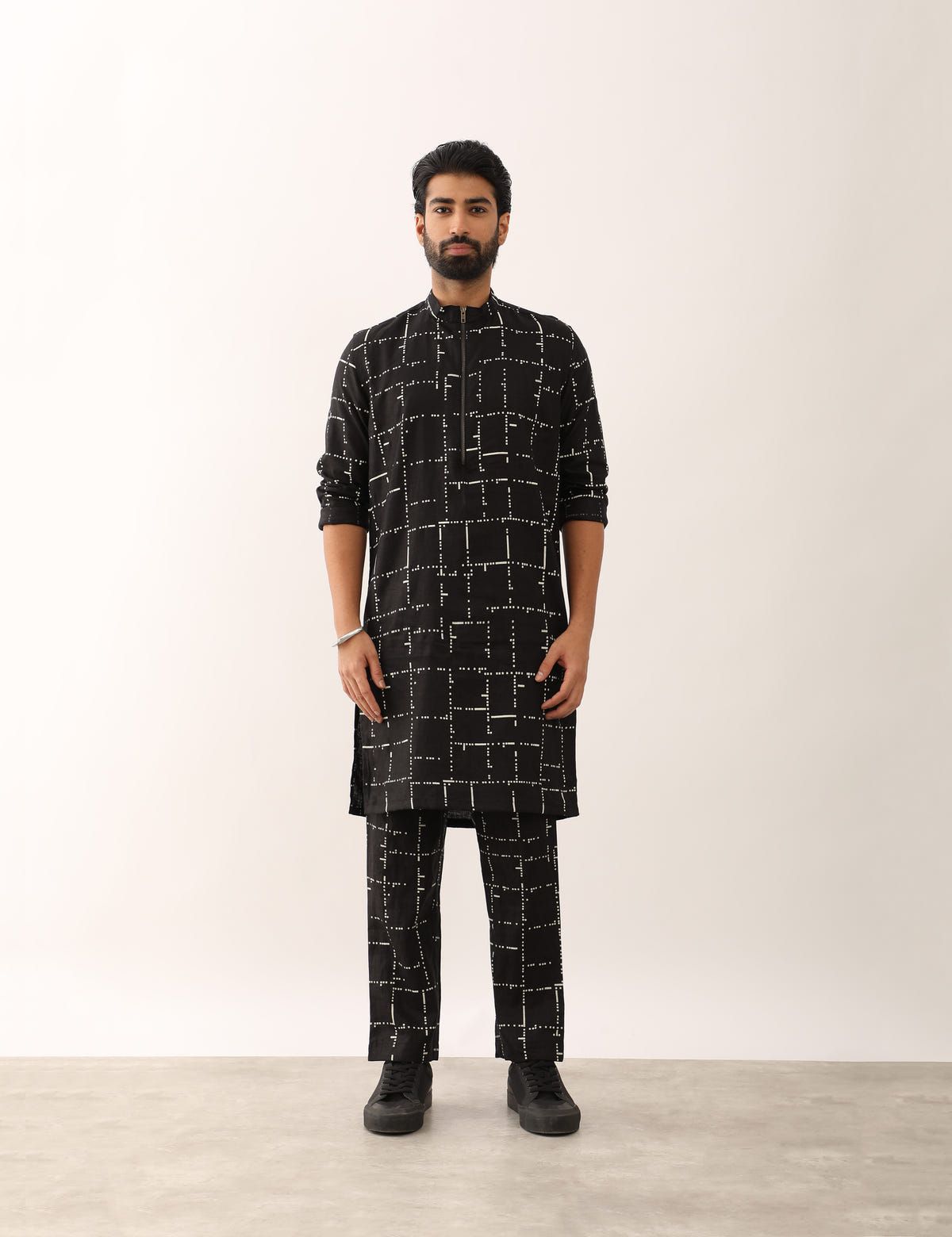 NAKUL TETRIS KURTA SET - BLACK - image 2