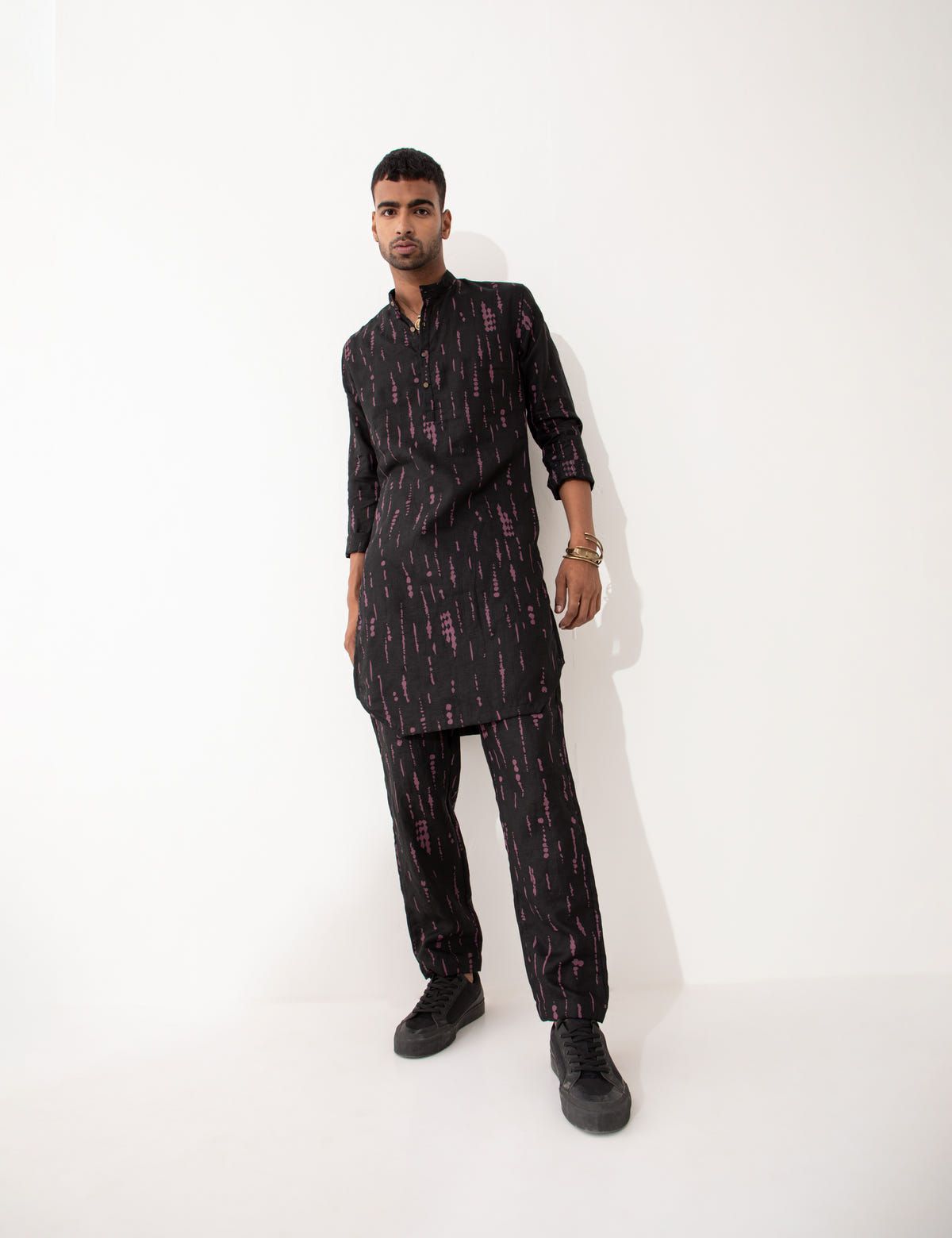 ZANDER BLOT KURTA SET- BLACK - image 1
