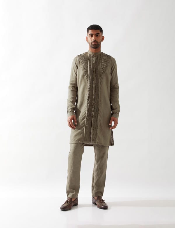 SON OF A NOBLE - SNOB — GILL KURTA SET - OLIVE
