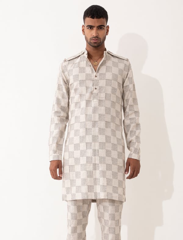 SON OF A NOBLE - SNOB — AUBREY MESH KURTA - IVORY
