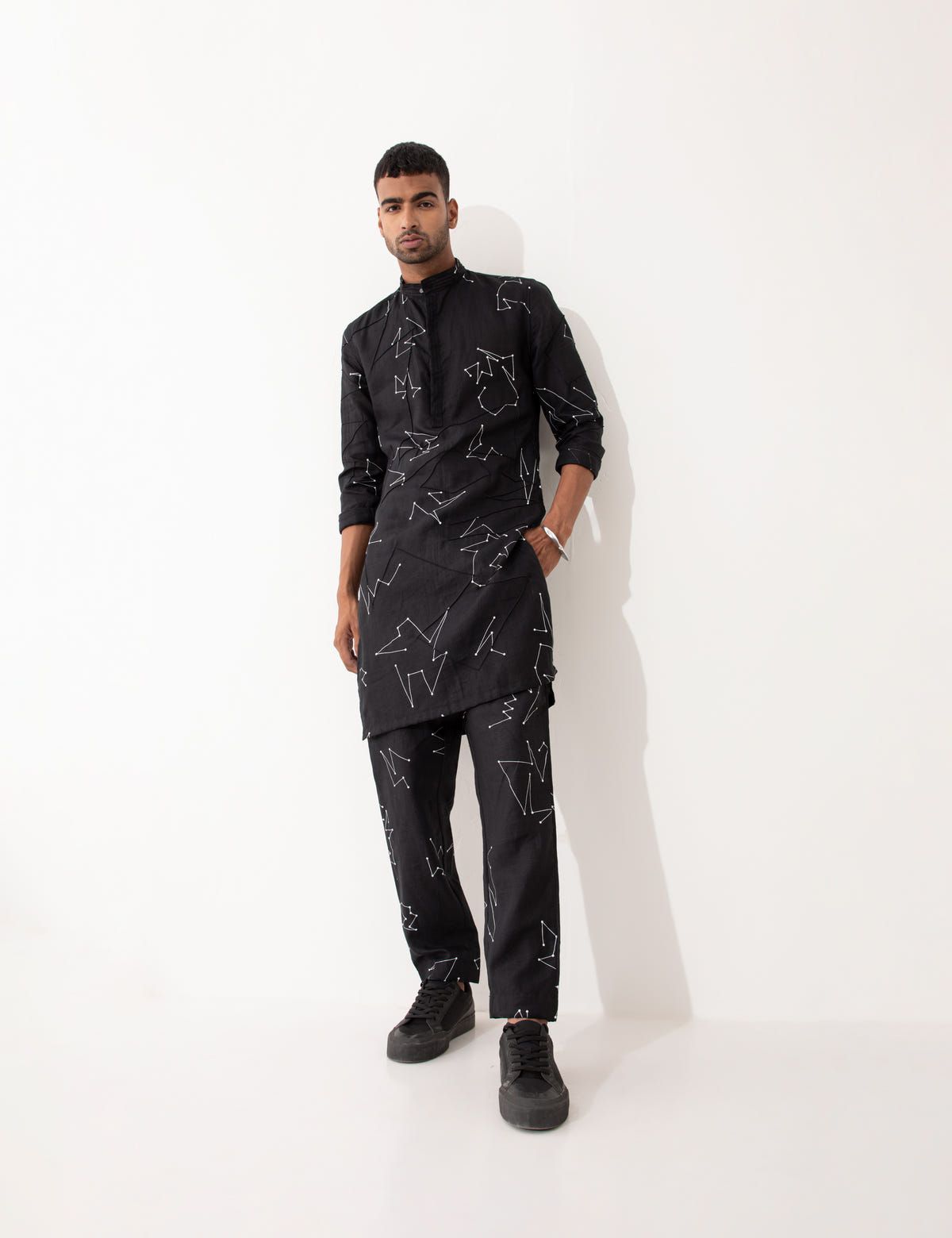 EVANS DOT TO DOT KURTA SET- BLACK - image 6