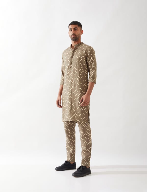 SON OF A NOBLE - SNOB — AIDEN PATHWAY KURTA SET - OLIVE