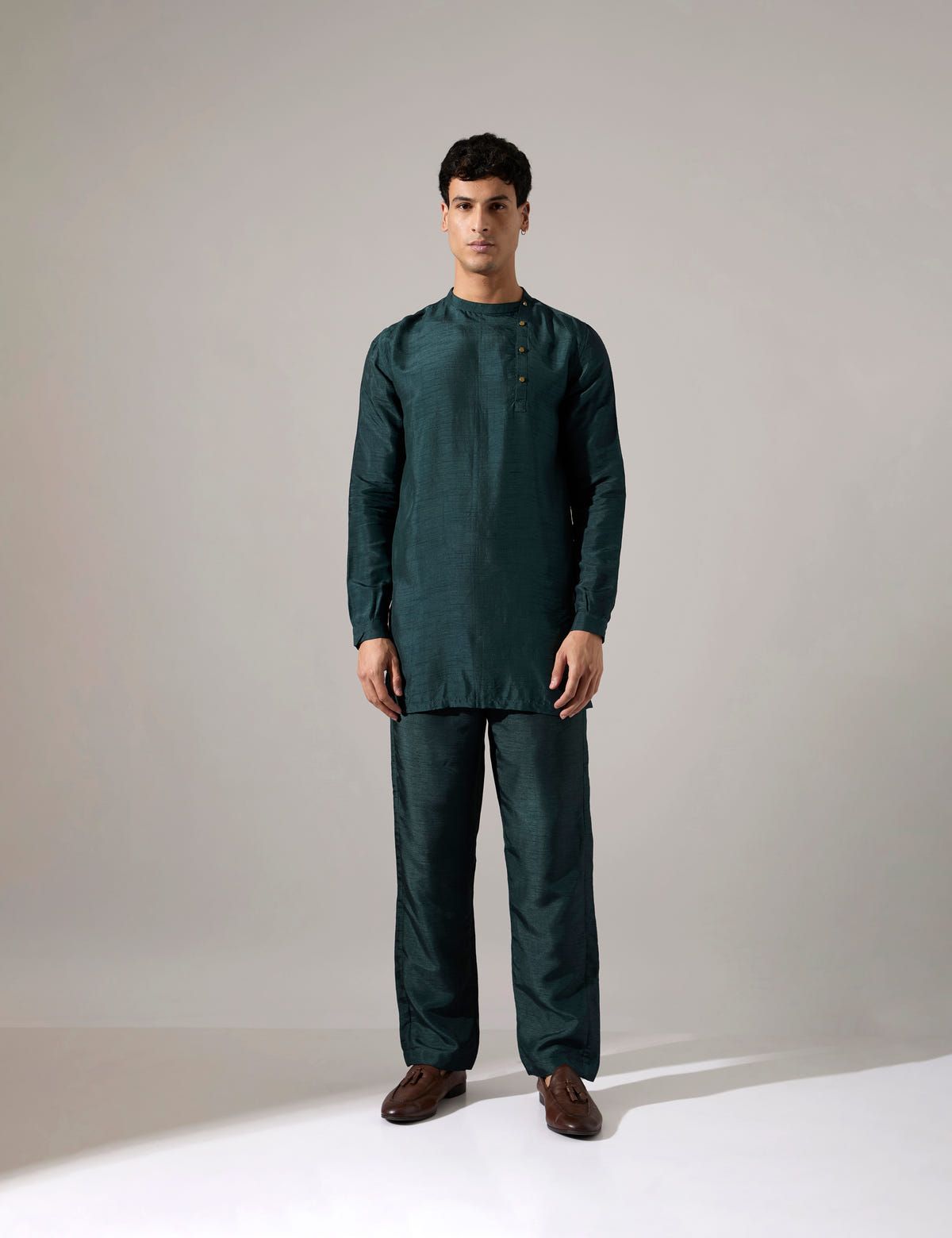 Fisher Asymmetric Kurta Set - Forest - image 2