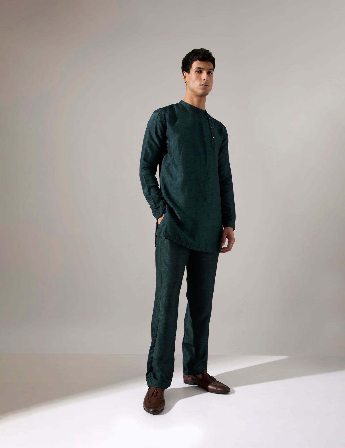Fisher Asymmetric Kurta Set - Forest - image 3