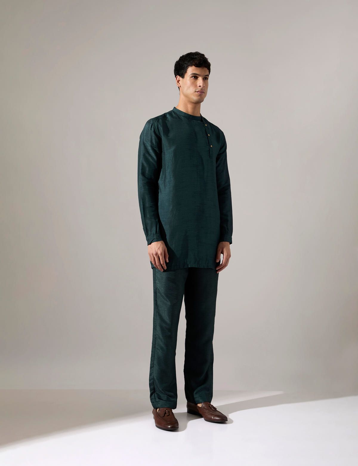 Fisher Asymmetric Kurta Set - Forest - image 4