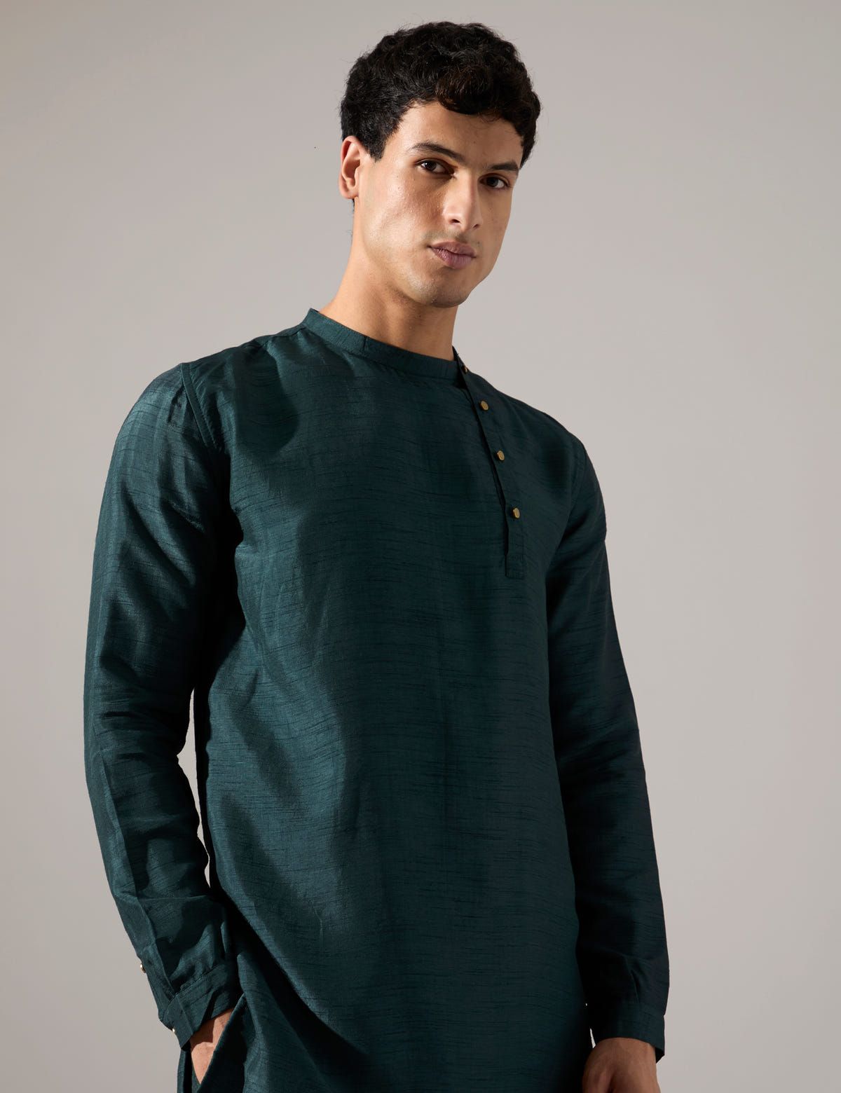 Fisher Asymmetric Kurta Set - Forest - image 7