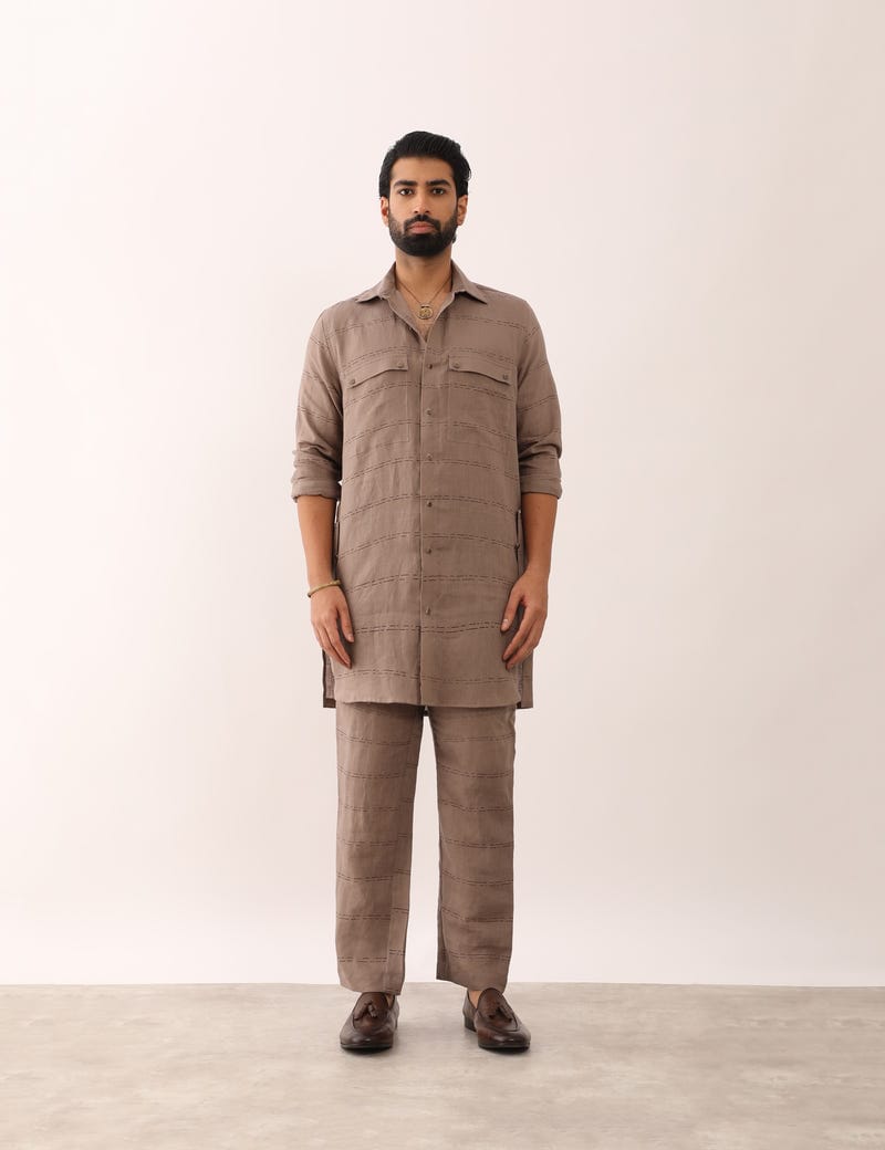 KARAN SADDLE SHIRT SET - STONE