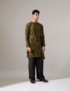 Dorian Paradise Kurta Set - Olive view 2