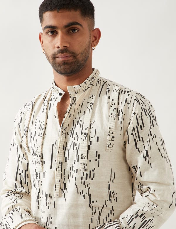 SON OF A NOBLE - SNOB — ELIJAH BRICKS KURTA- IVORY