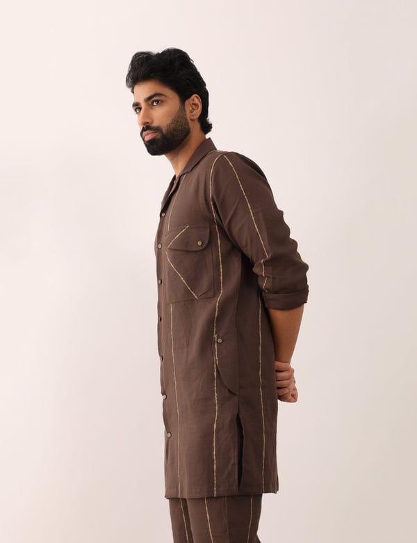 SON OF A NOBLE - SNOB — AVAY FLOW SHIRT  - BROWN