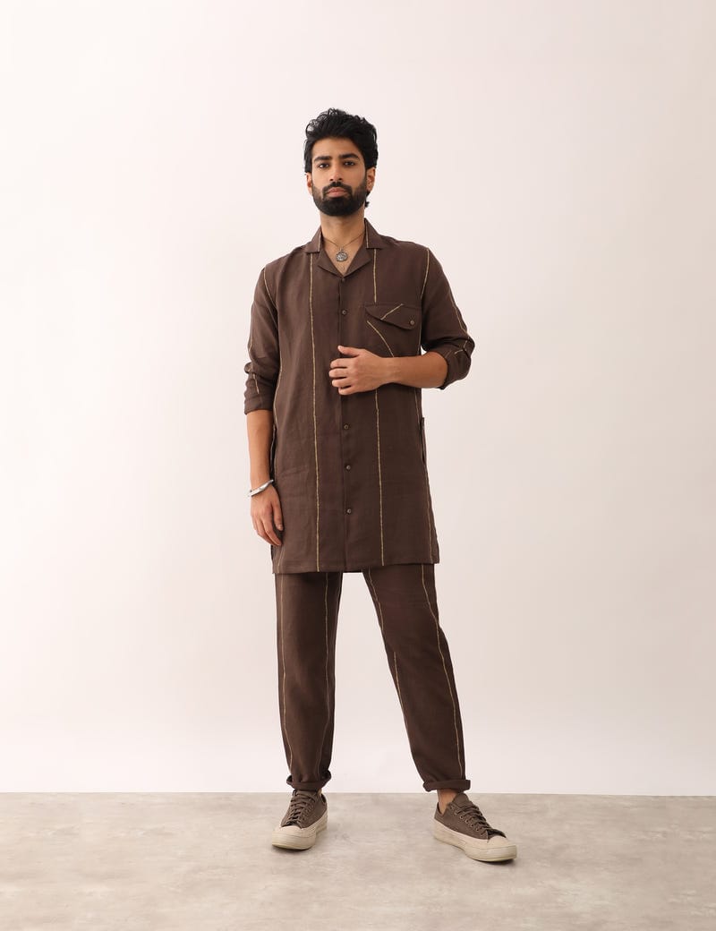 AVAY FLOW SHIRT SET - BROWN