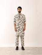 KRISH STENCIL KURTA SET - IVORY view 1